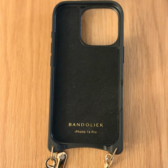Bandolier Black Leather Phone Case with Gold Chain - Picture 3 of 3